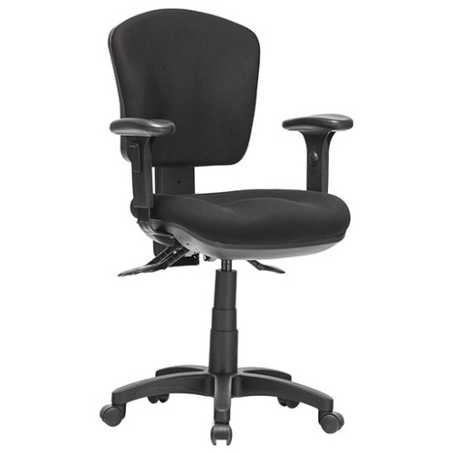 Aqua Low Back Task Chair with Arms in Metro Black Fabric