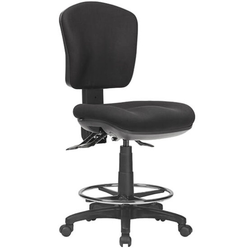 Aqua Low Back Drafting Chair (200H) in Metro Black Fabric