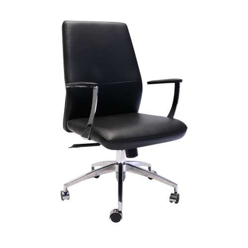 CL3000M Medium Back Chair in Black PU Leather