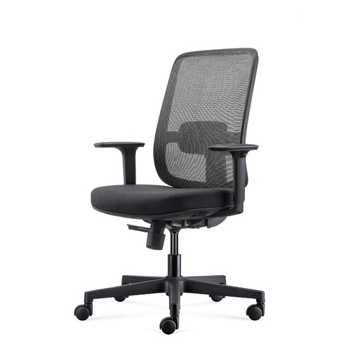Lotto Medium Back Mesh Operator Chair in Black Fabric