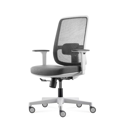 Lotto Medium Back Mesh Operator Chair in Grey Fabric