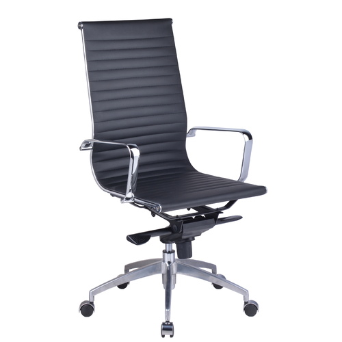 PU605M Executive Chair in Black PU with Chrome Base / Arms