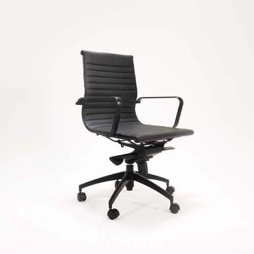 PU605M Executive Chair in Black PU with Black Powder Coat Base / Arms